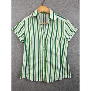 Caliban Button Up Shirt Womens Size 40 IT US Size XS Green White Striped Blouse